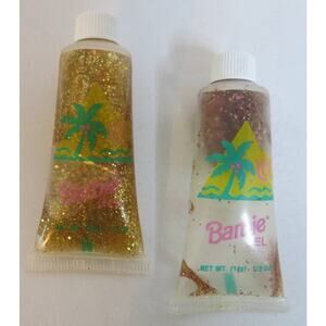 Vintage BARBIE Doll Hair Gel Glitter 2 Partial Tubes Red Gold Glittery 1993 Toys